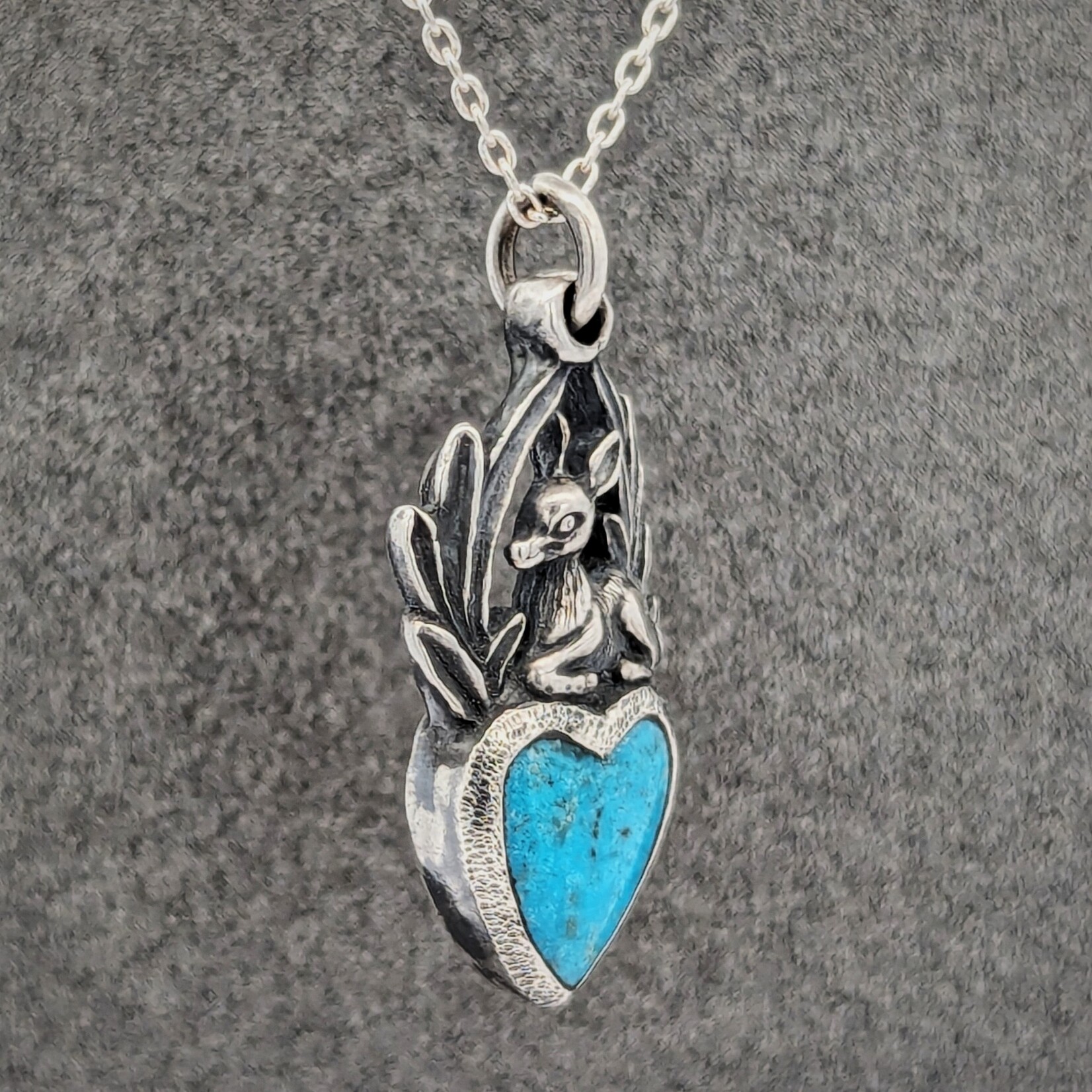 Carrie Nunes Jewelry Baby Deer Heart Pendant w/ Turquoise