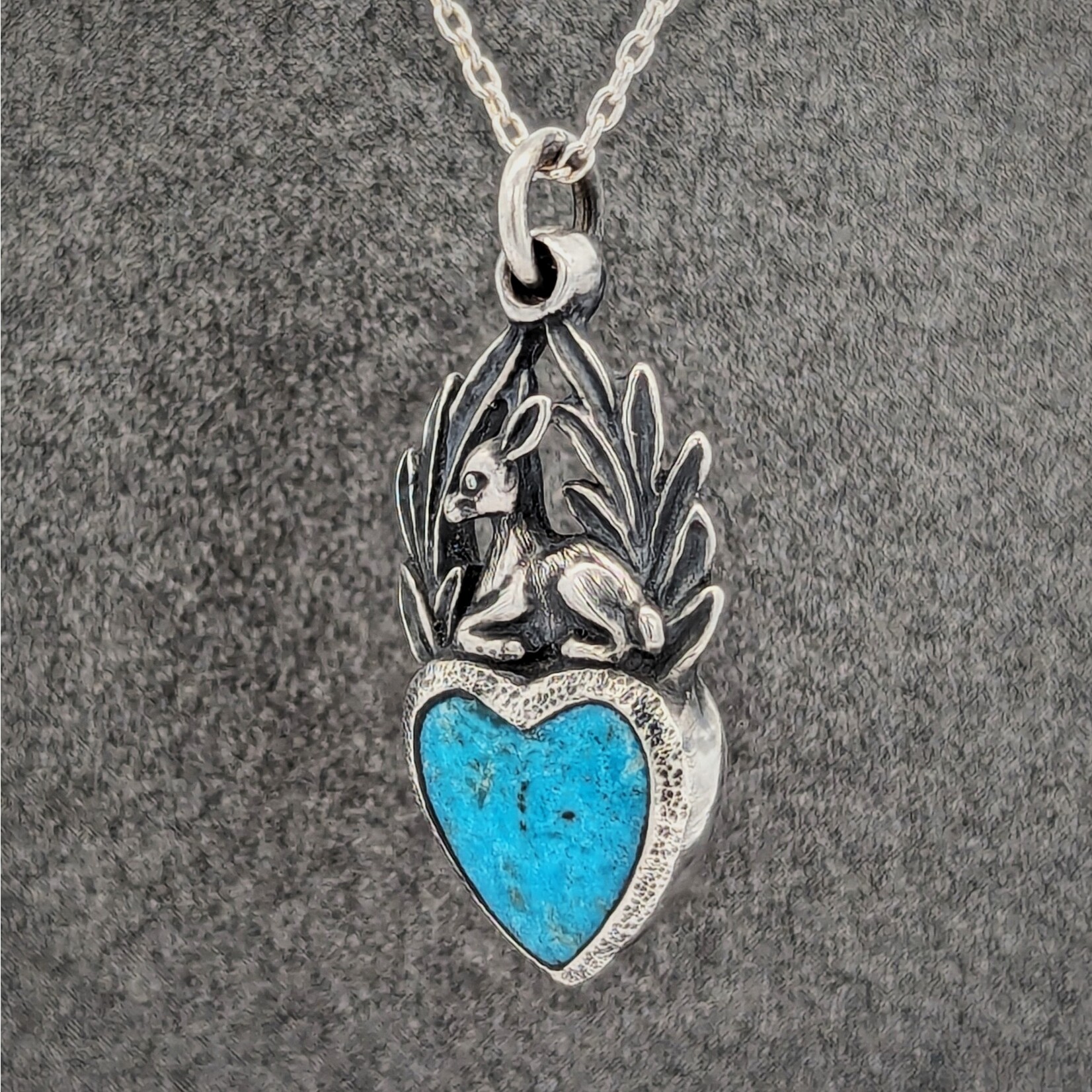 Carrie Nunes Jewelry Baby Deer Heart Pendant w/ Turquoise