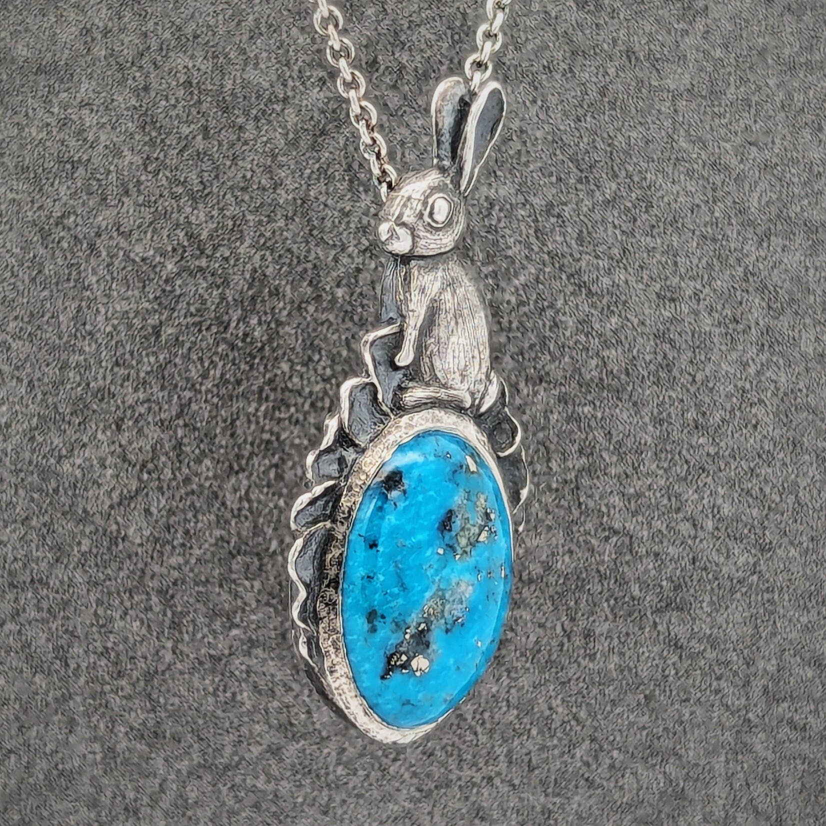 Carrie Nunes Jewelry Rabbit Pendant w/ Turquoise