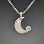 Modern Heirloom® Engraved 18mm Crescent Moon w/ Moonstone Necklace