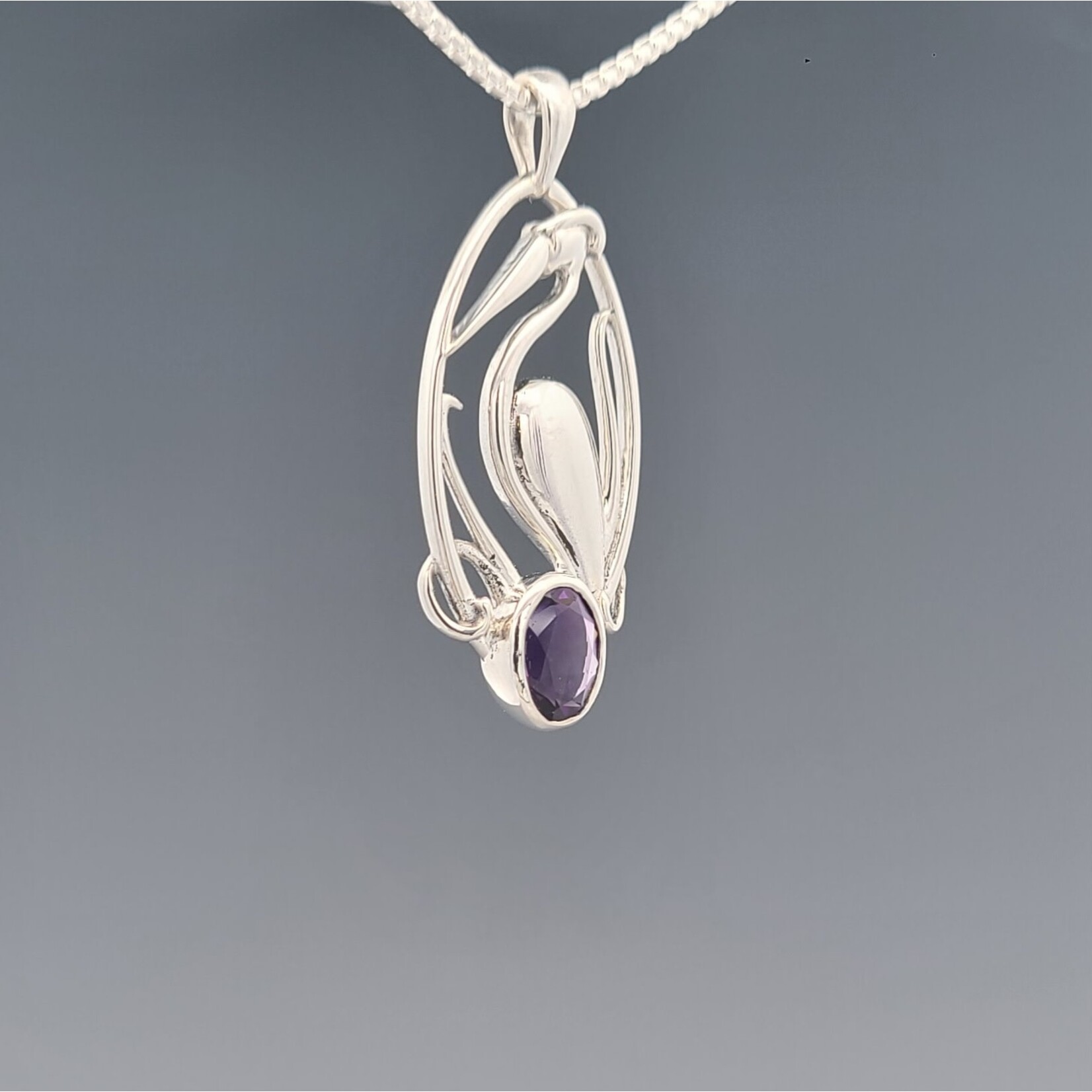 Modern Heirloom® Nouveau Crane Necklace, Amethyst & Sterling