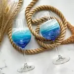 Citrus Waves Art Ocean Waves Wine Glass