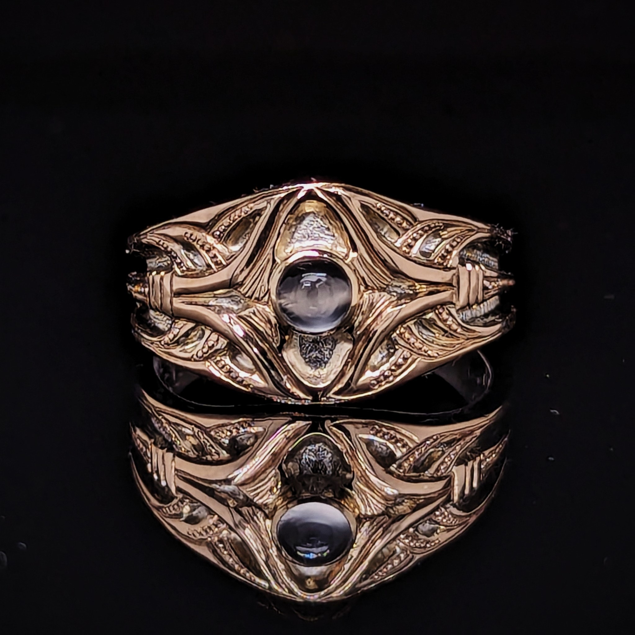 Lunar Garden Ring w/ 4mm Moonstone - Silver Bonsai Gallery