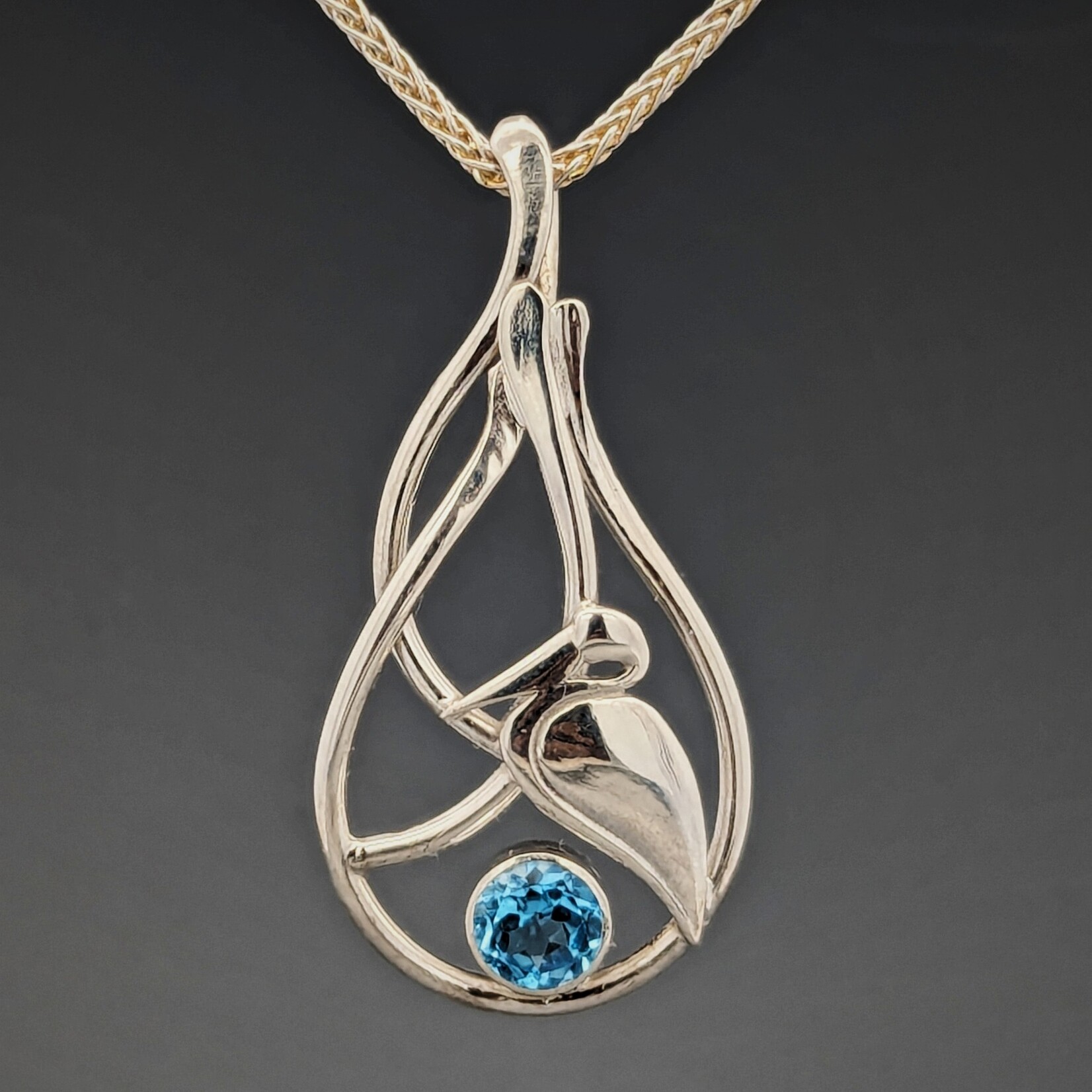 Modern Heirloom® Seagrass Pelican Pendant w/ 6mm Blue Topaz