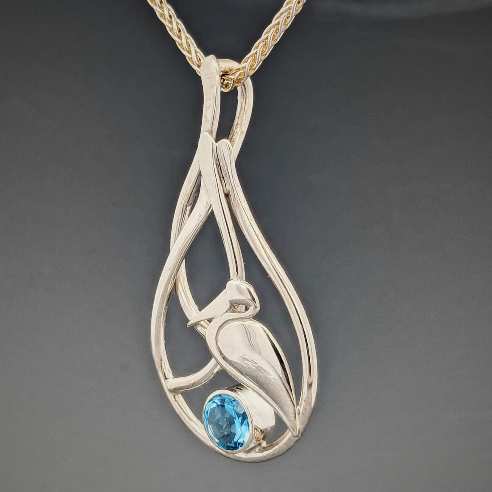 Modern Heirloom® Seagrass Pelican Pendant w/ 6mm Blue Topaz