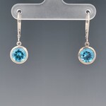 Sterling Filigree Dangle Earrings w/ 8mm Blue Topaz