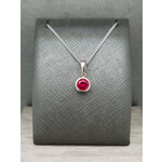 Filigree Drop Pendant, Ruby & 14k White Gold, 18" LAB