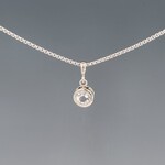 Filigree Drop Pendant, White Topaz & White Gold