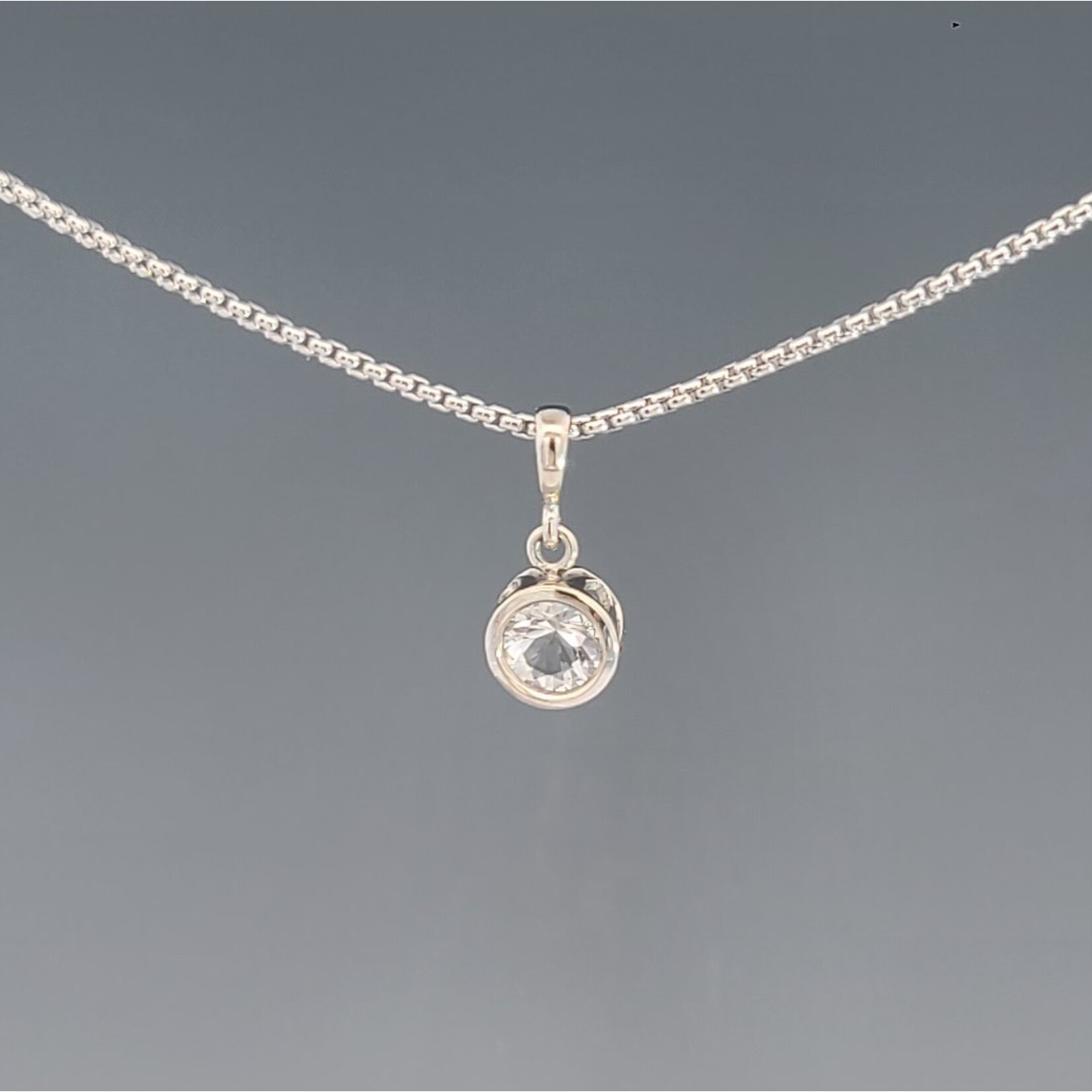 Filigree Drop Pendant, White Topaz & White Gold