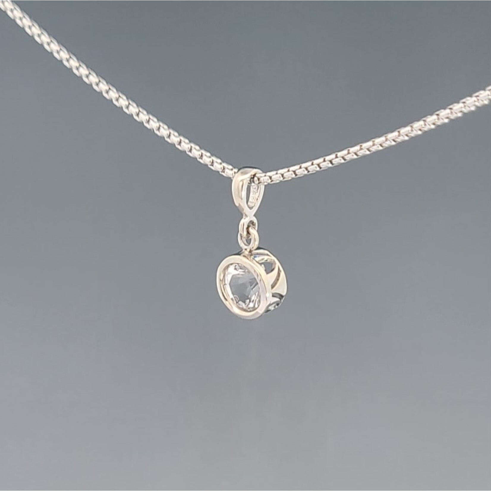 Filigree Drop Pendant, White Topaz & White Gold