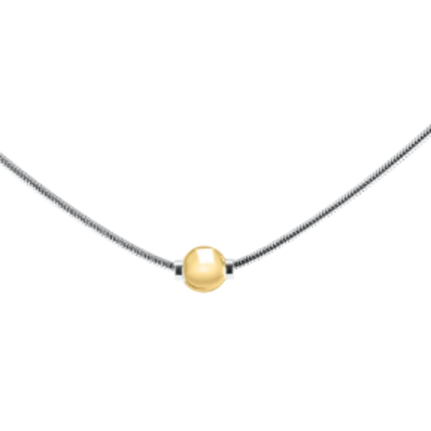 Marathon Jewelry Cape Cod Necklace, 14K Yellow Gold Bead on 18" Sterling Snake Chain