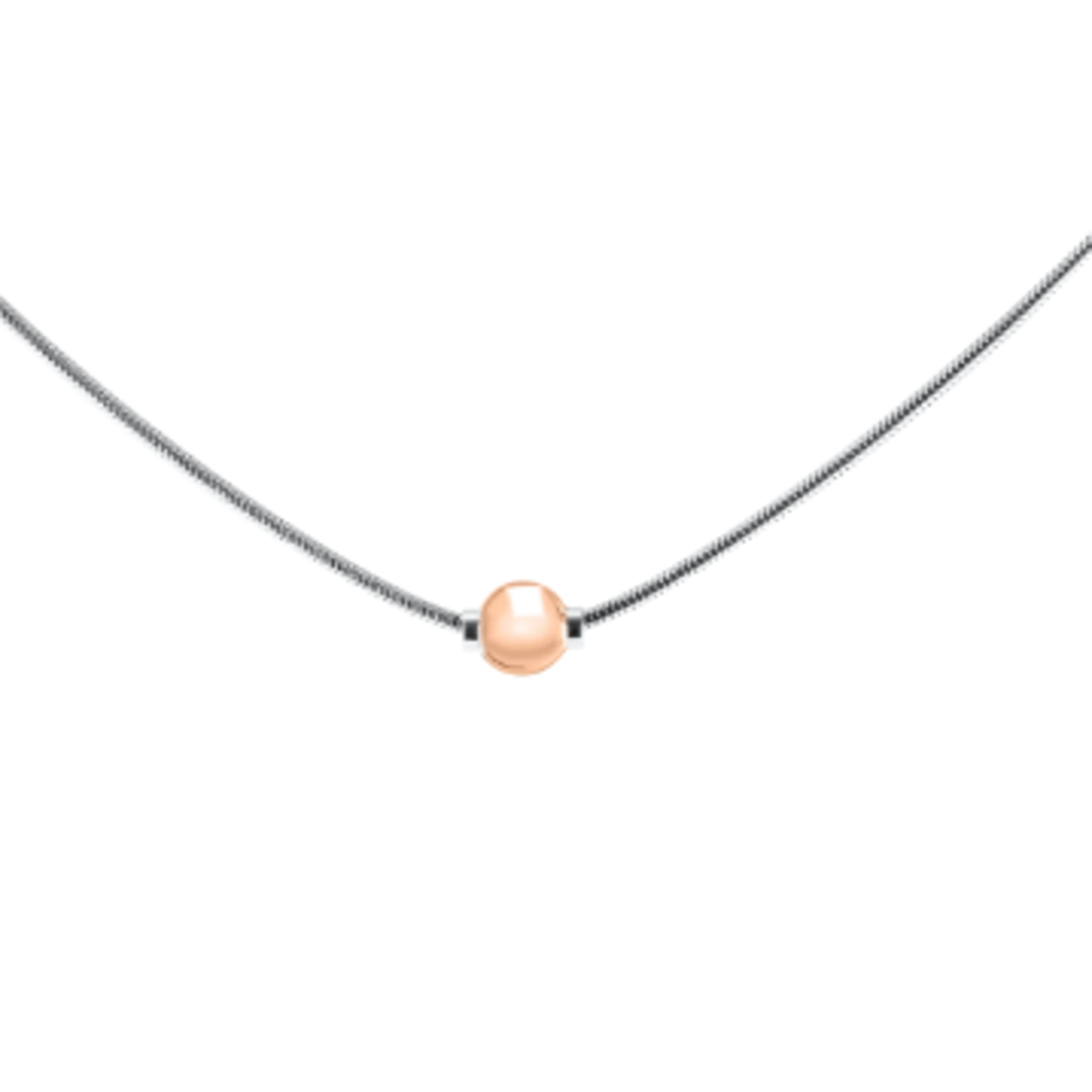 Marathon Jewelry Cape Cod Necklace, 14K Rose Gold Bead on 16" Sterling Snake Chain