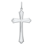 Marathon Jewelry Beaded Edge Sterling Silver Cross 24" Necklace