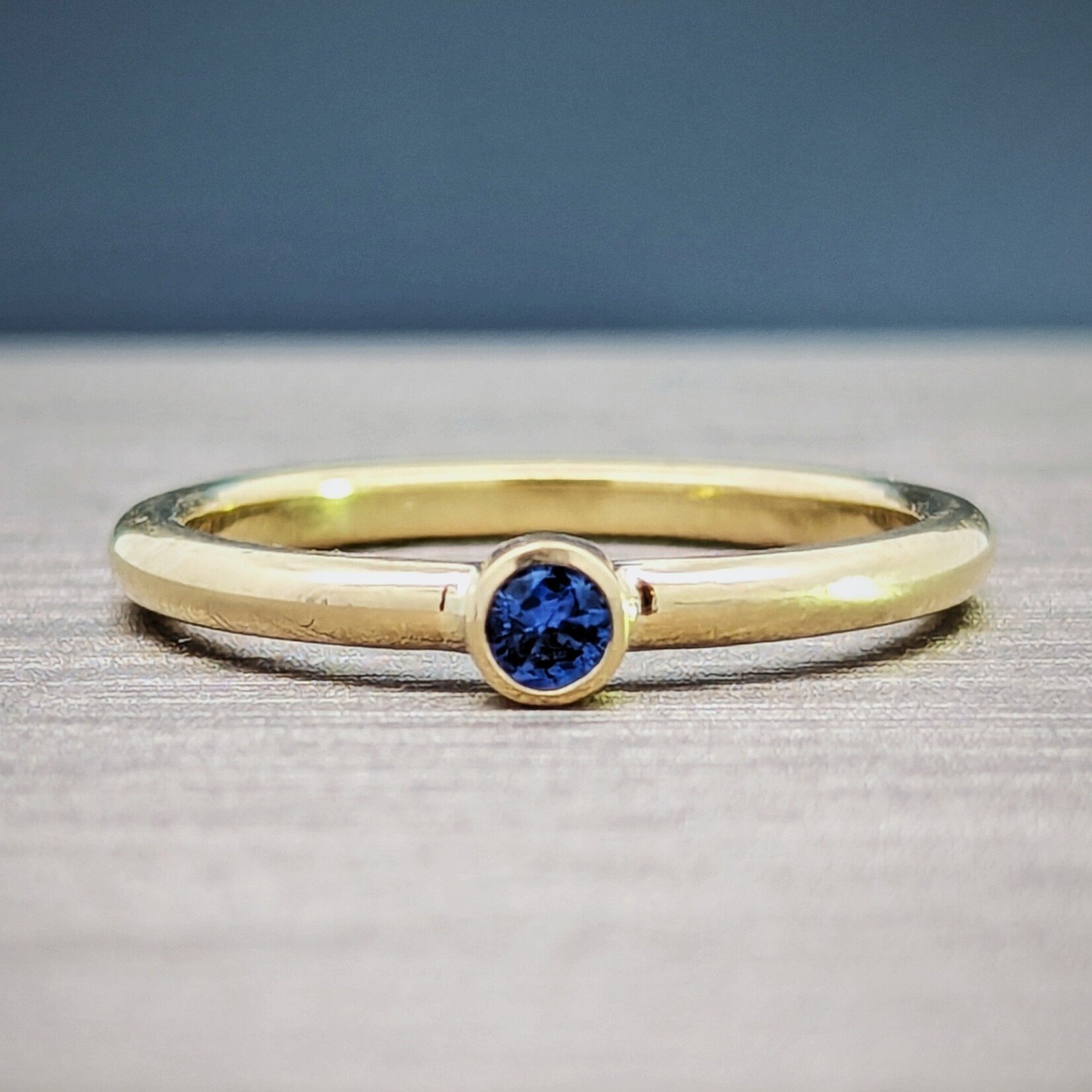 Modern Heirloom® Bezel Set Ceylan Sapphire Half Round Band, 2.0mm, Comfort Fit 18K Yellow