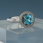 Modern Heirloom® Filigree Halo Ring, Aquamarine, Diamond and Platinum