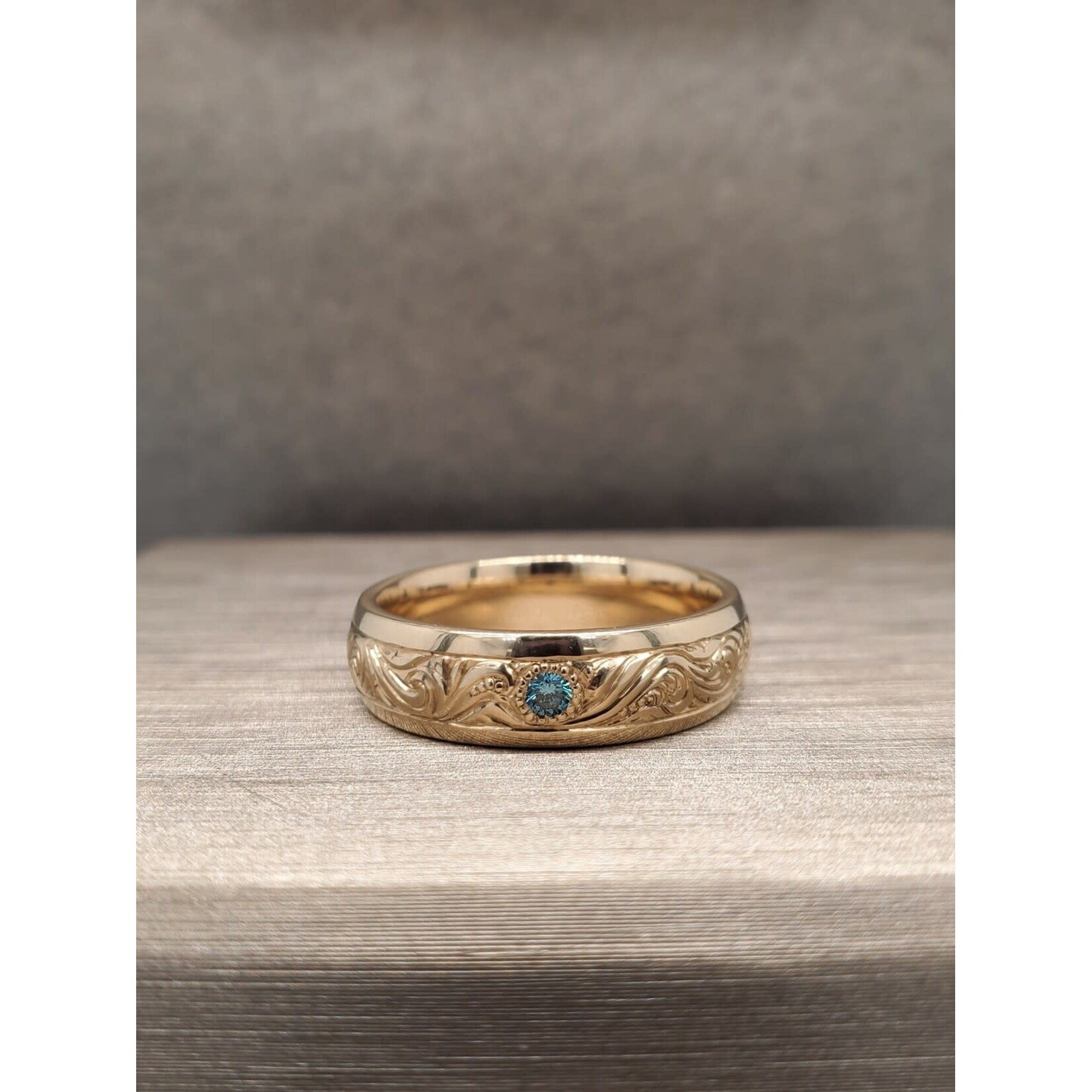 Modern Heirloom® Blue Diamond Fiddlehead Scroll Band, 14KY