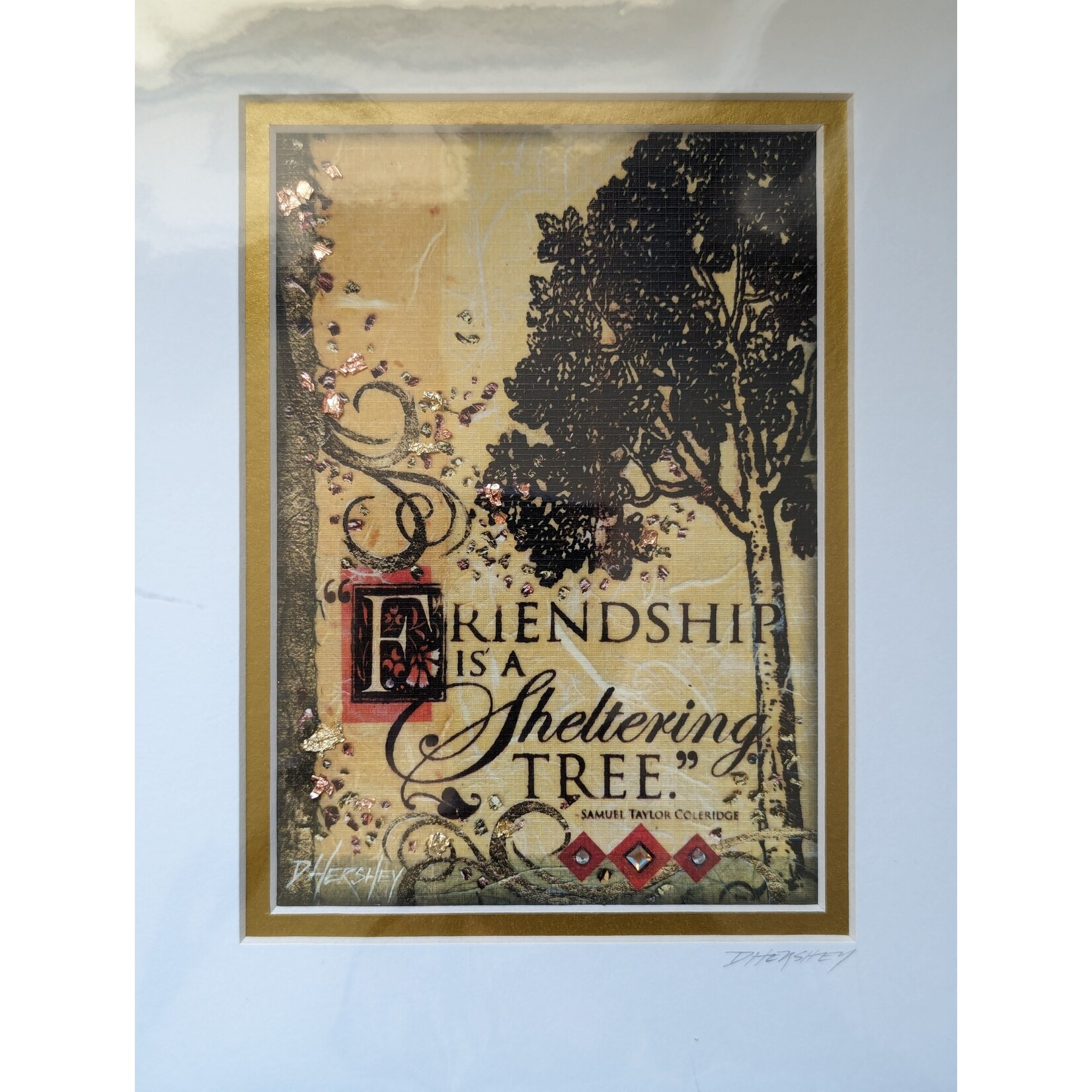 Deborah Hershey Designs "Friendship is a Sheltering Tree" Matted Print