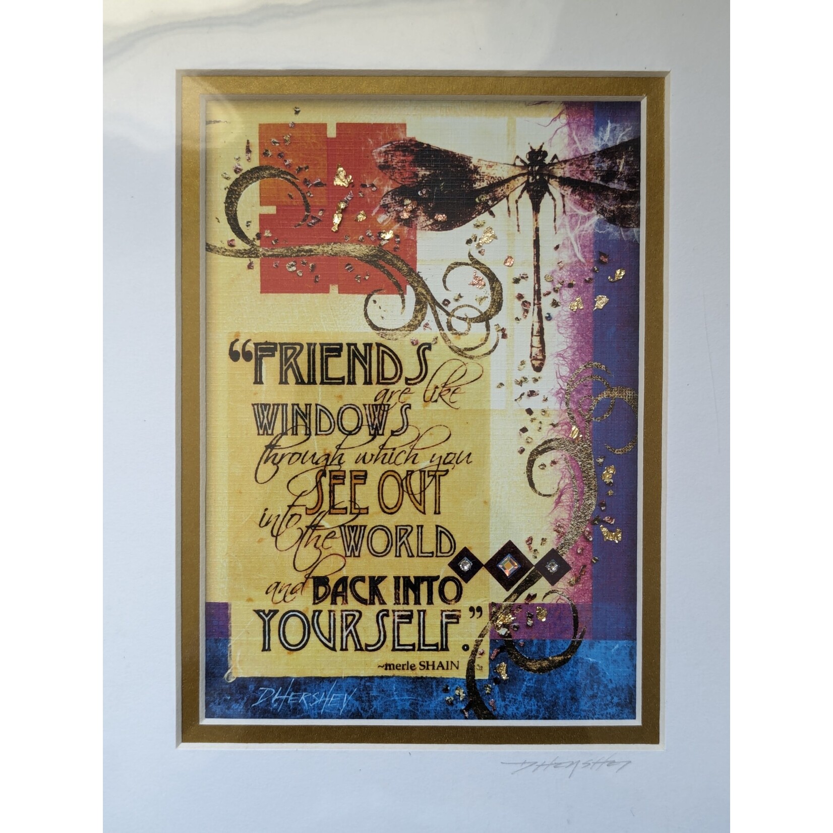 Deborah Hershey Designs "Friends Are Windows..." Matted Print