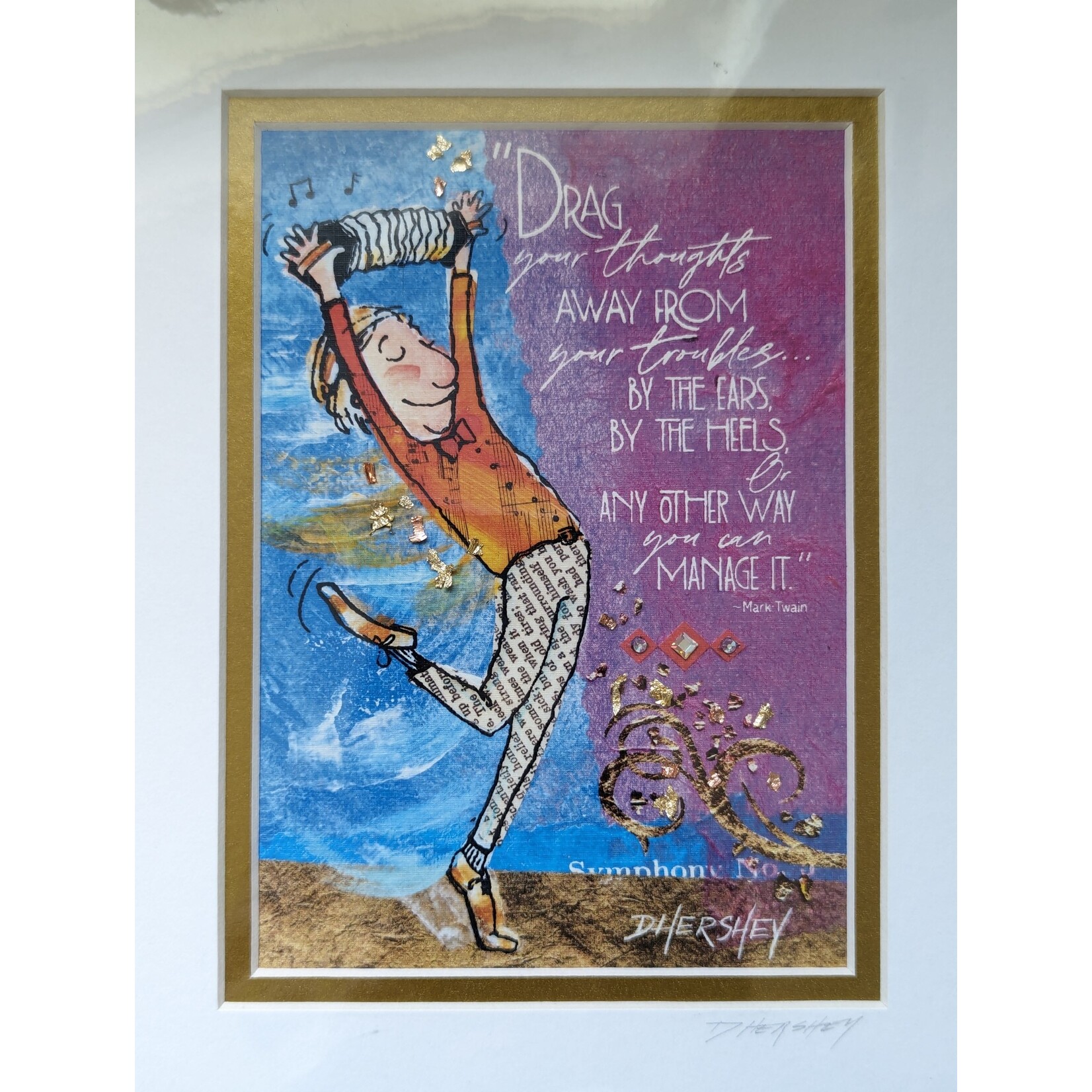 Deborah Hershey Designs "Drag Your Thoughts..." - Matted Print