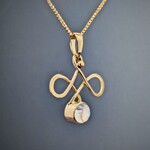 Modern Heirloom® Elegant Knot Pendant set with Moonstone, 14k yellow gold
