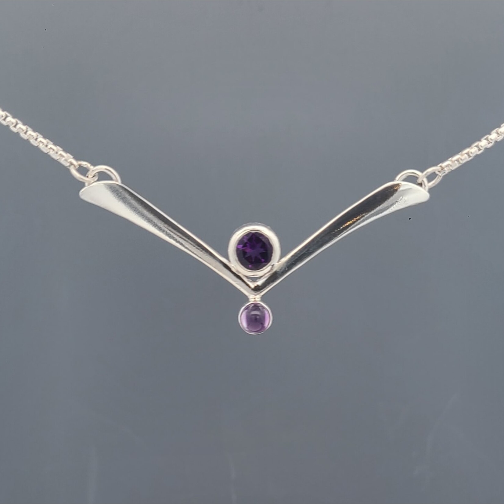 Modern Heirloom® Sterling Silver Chevron Necklace w/ Amethyst