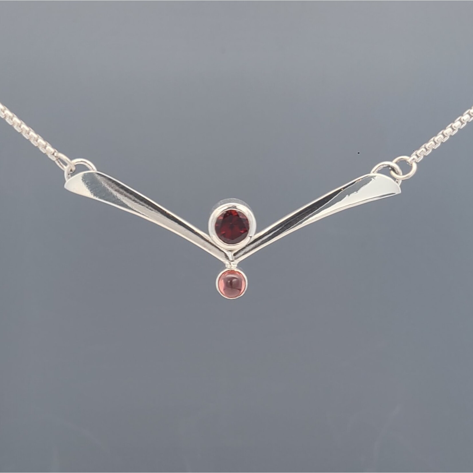 Modern Heirloom® Sterling Silver Chevron Necklace w/ Garnet