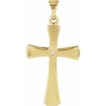 14K Yellow .005 CT Natural Diamond Cross Pendant