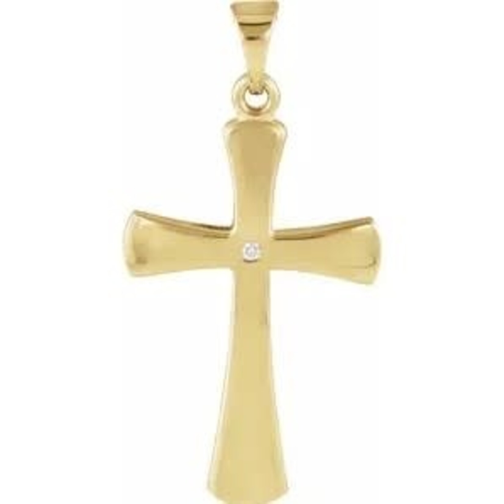 14K Yellow .005 CT Natural Diamond Cross on 20" Spiga