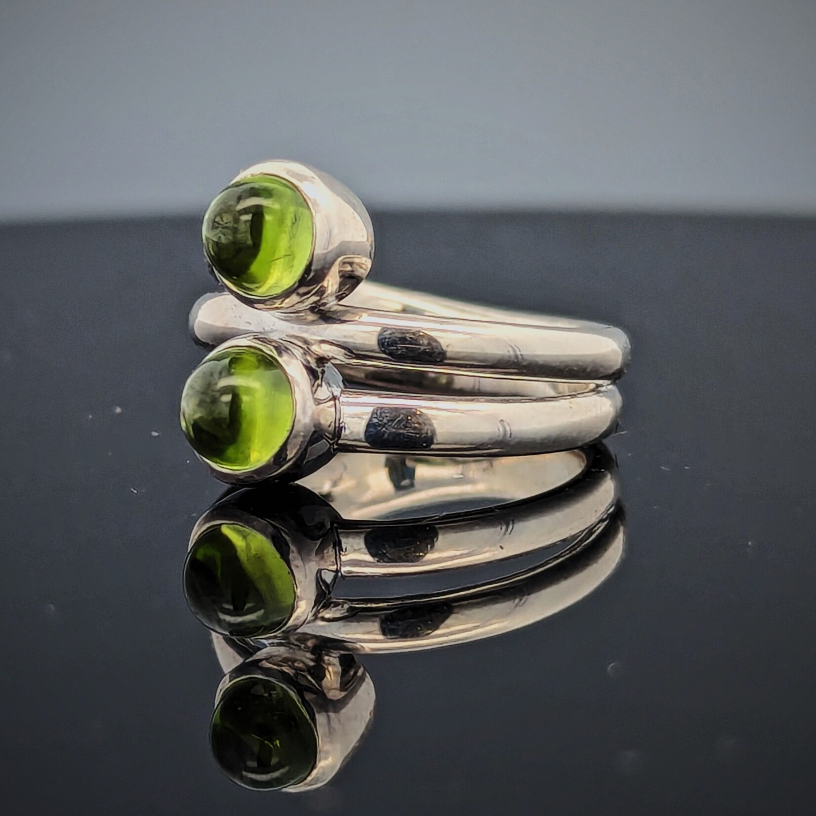 Modern Heirloom® 2-Stone coil Ring w/ Peridot Cabochons