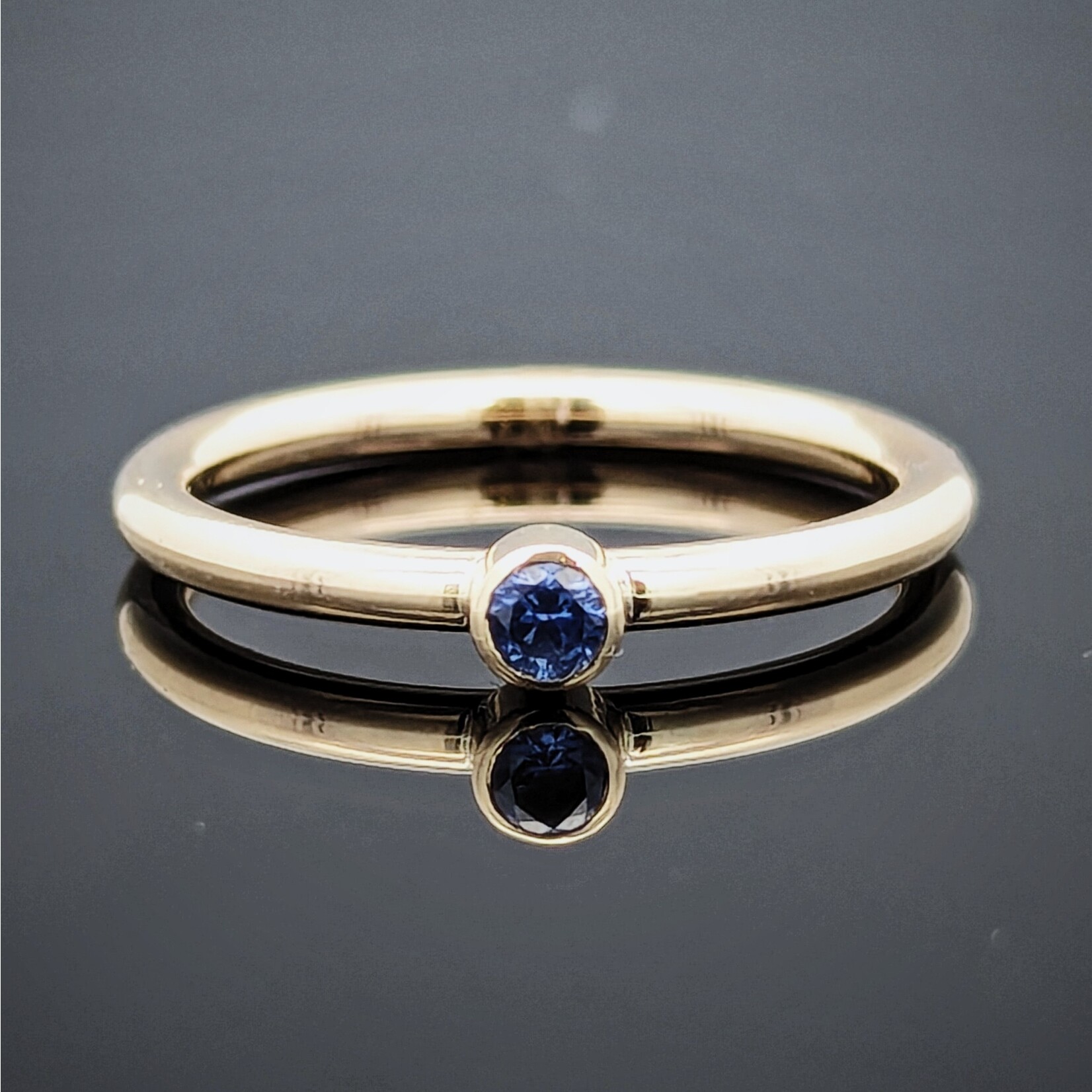 Modern Heirloom® 14KY Stackable Birthstone Ring w/ 3mm Blue Sapphire, 2mm, Sz 7.0