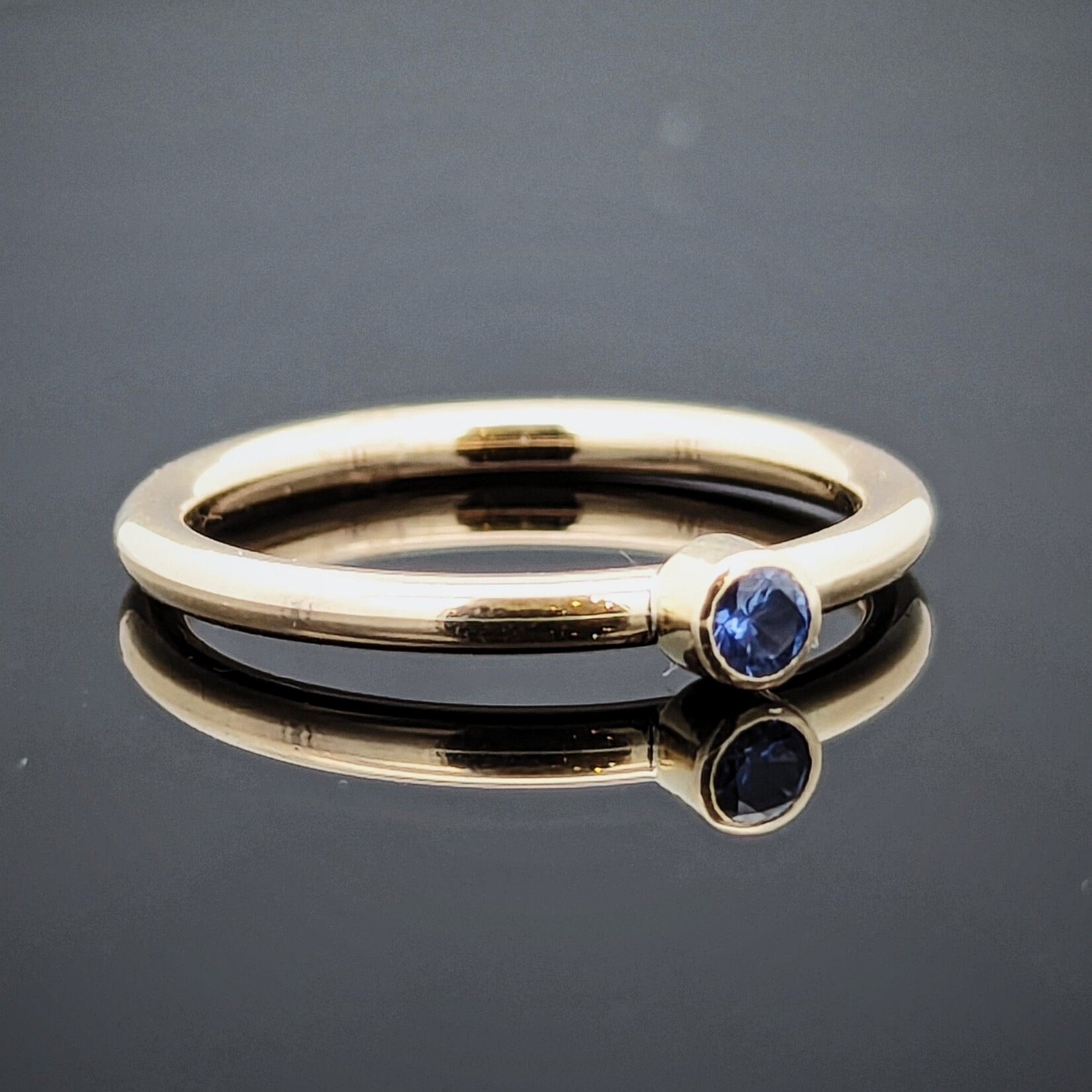 Modern Heirloom® 14KY Stackable Birthstone Ring w/ 3mm Blue Sapphire, 2mm, Sz 7.0