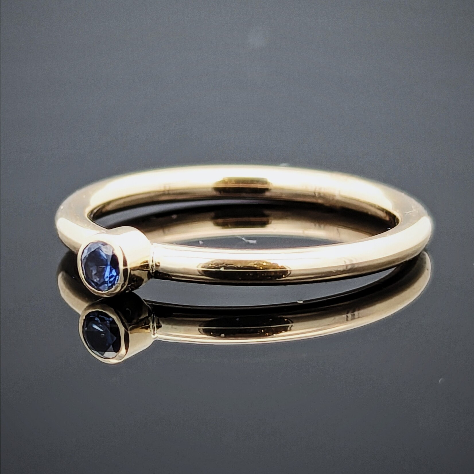 Modern Heirloom® 14KY Stackable Birthstone Ring w/ 3mm Blue Sapphire, 2mm, Sz 7.0