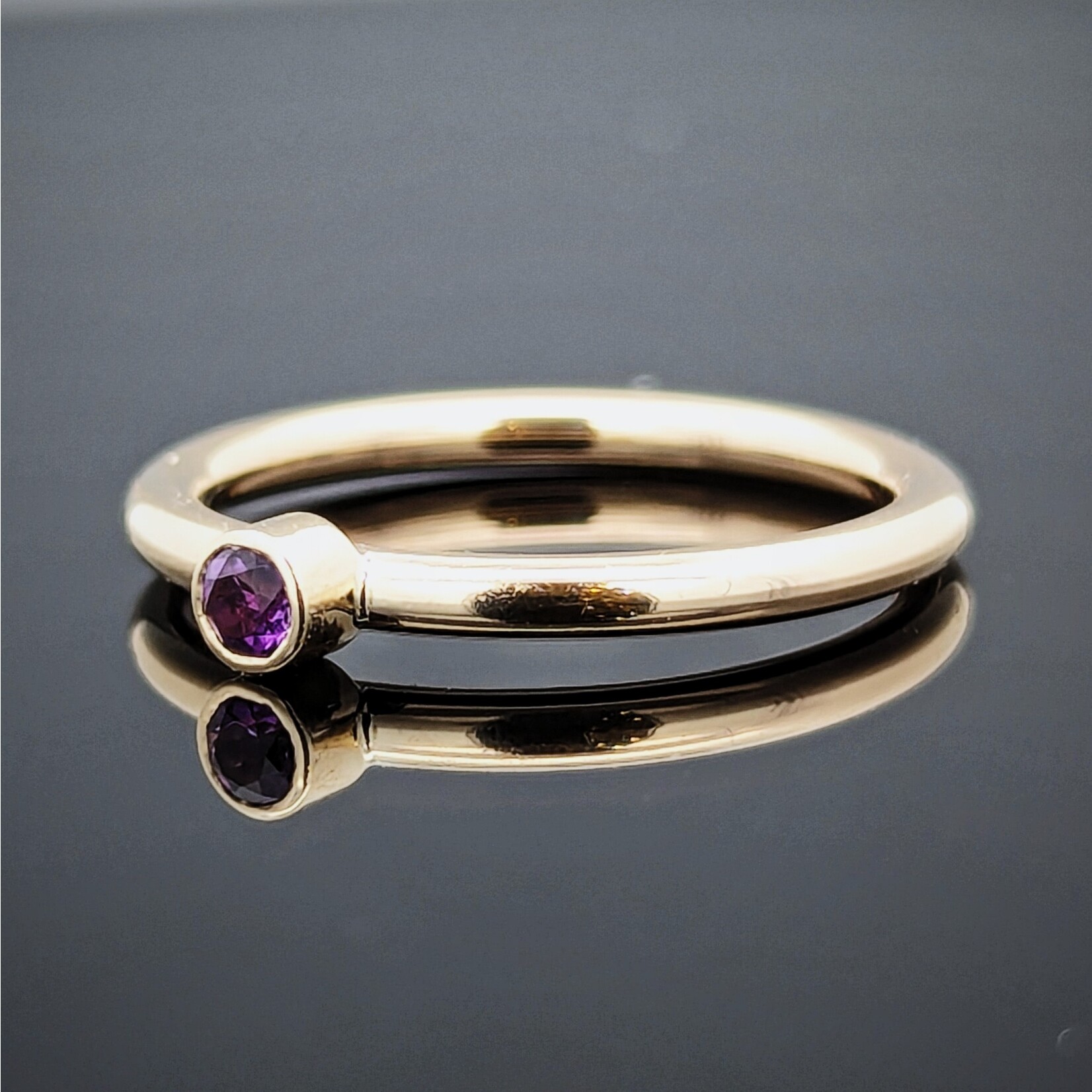 Modern Heirloom® 14KY Stackable Birthstone Ring w/ 3mm Amethyst, 2mm, sz 7