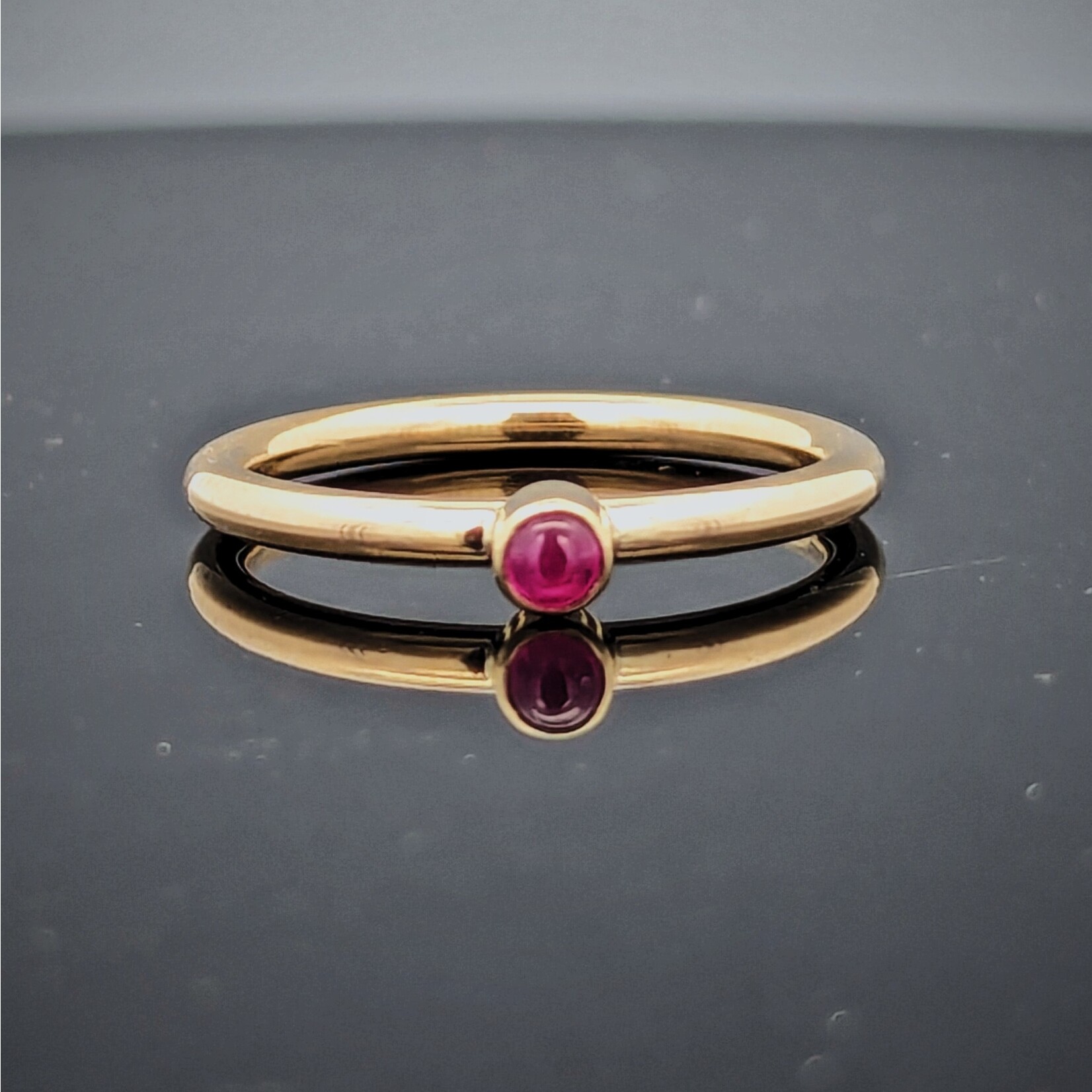 Modern Heirloom® 14KY Stackable Birthstone Ring w/ 3mm Lab Ruby, 2mm, Sz 7.0