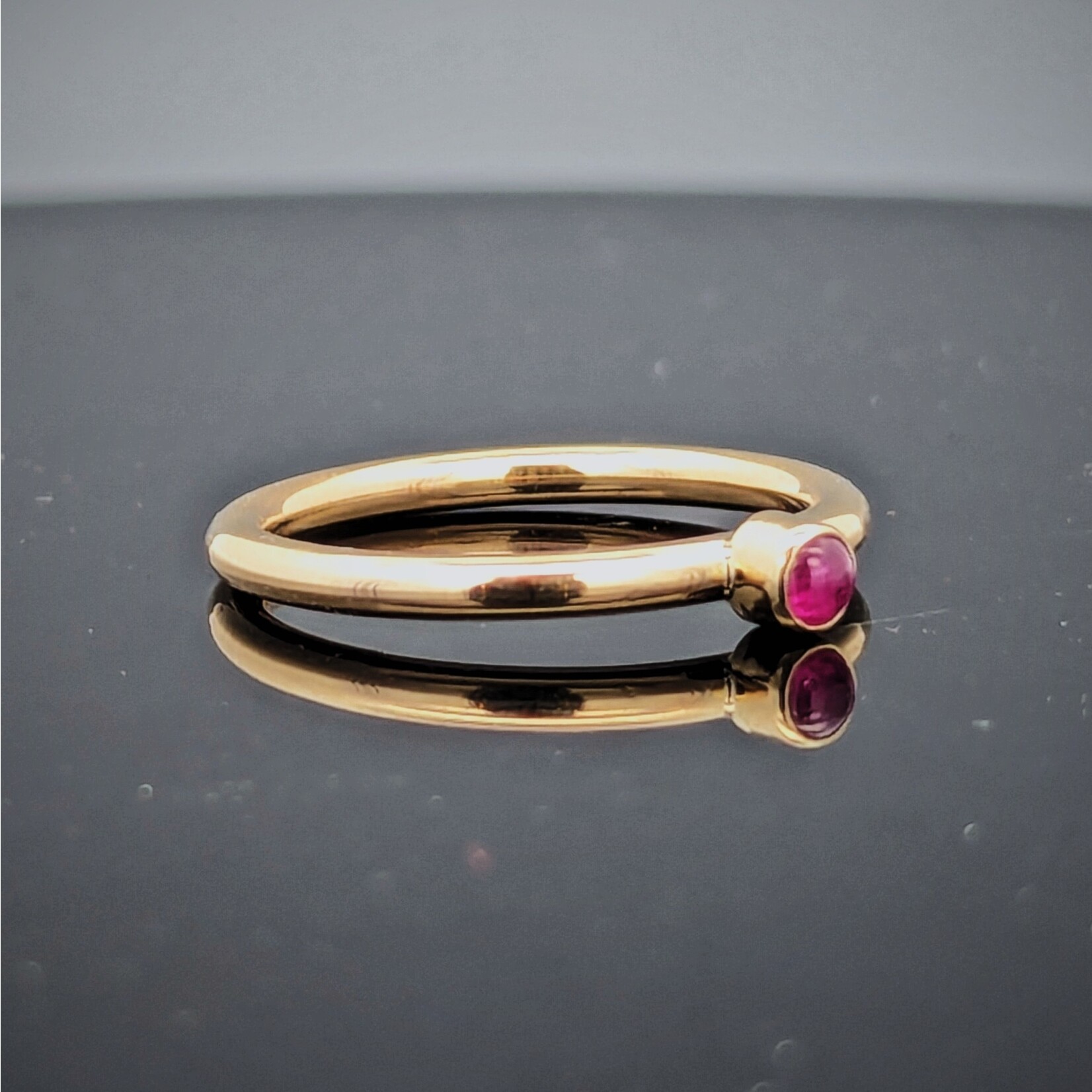 Modern Heirloom® 14KY Stackable Birthstone Ring w/ 3mm Lab Ruby, 2mm, Sz 7.0