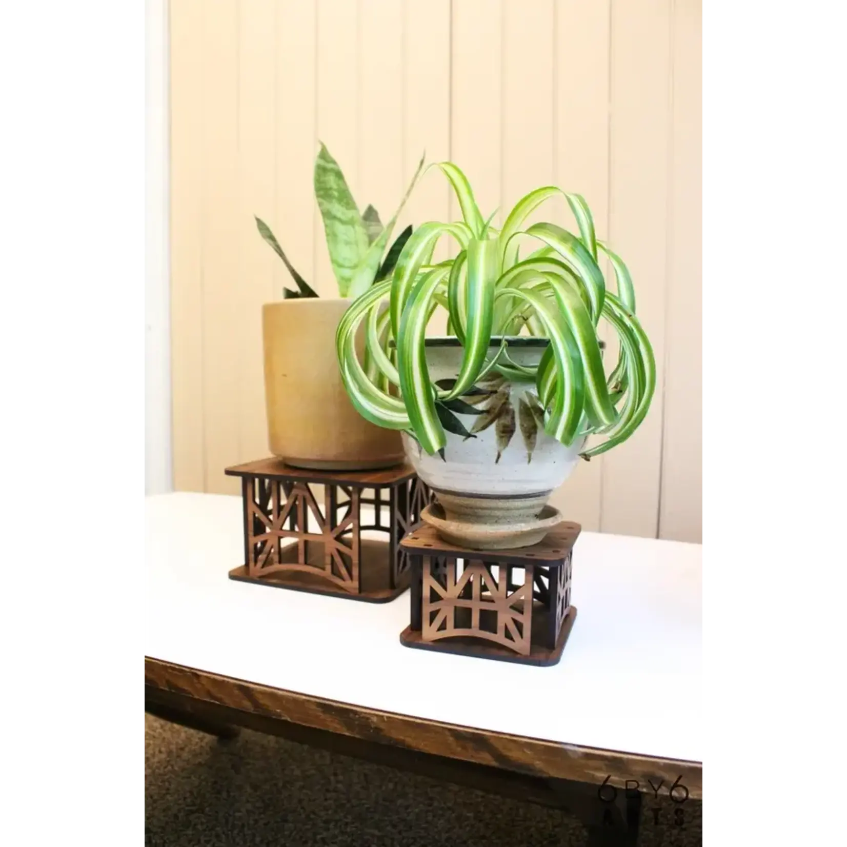 6 by 6 Arts Square Indoor Plant Stand - Industrial Bridge, Small