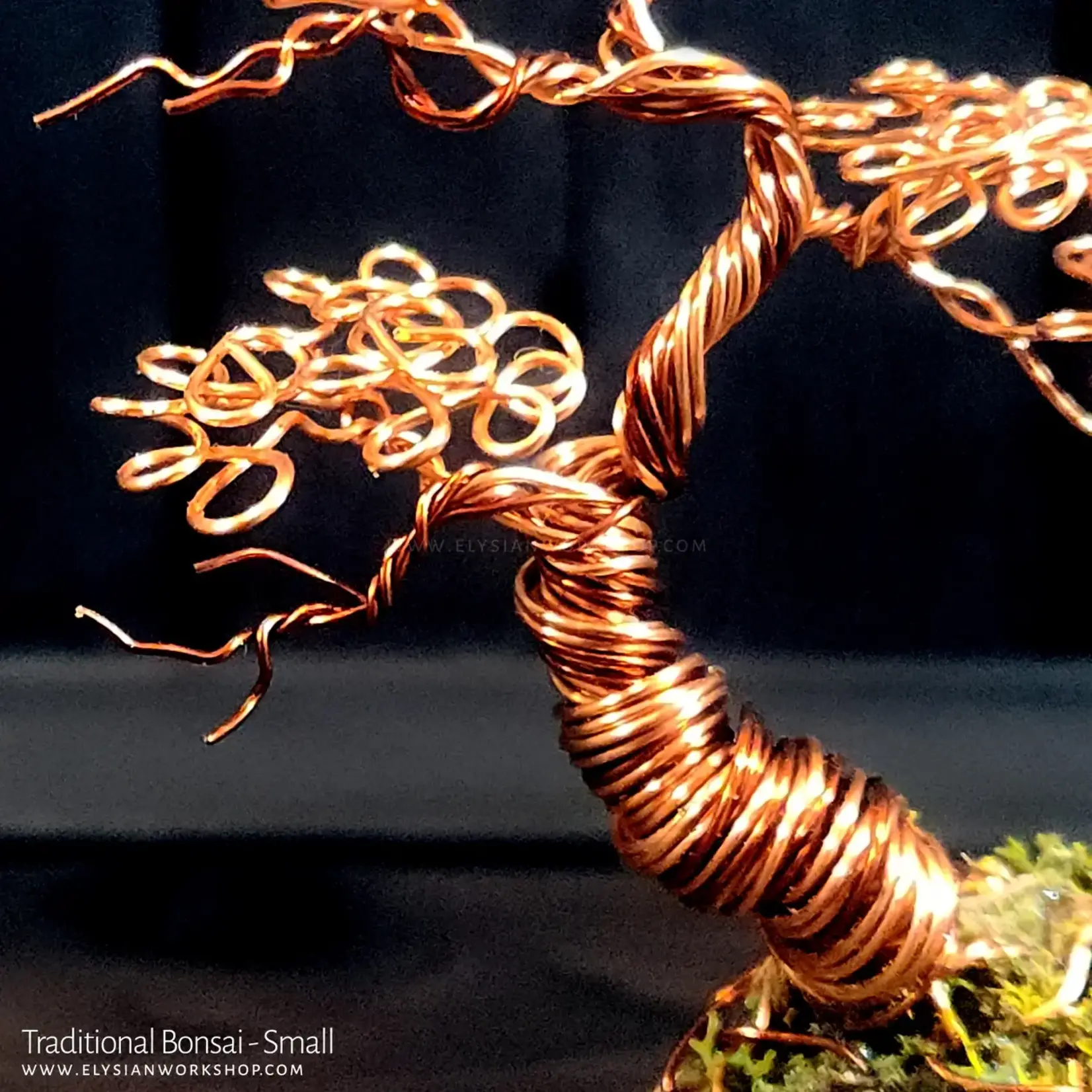 Elysian Workshop Traditional Bonsai Copper Wire Tree On Stone Rustic Decor