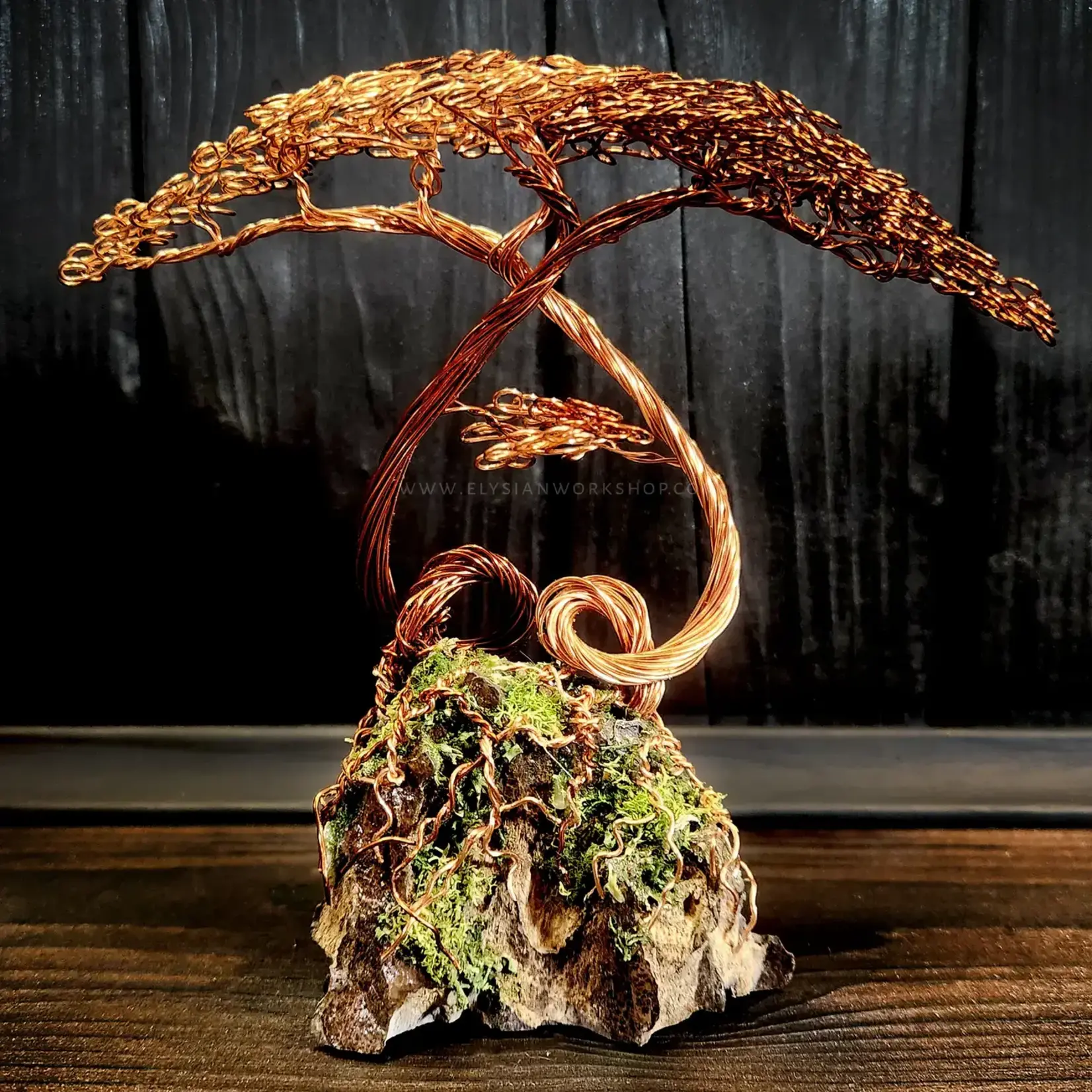 Elysian Workshop Twin Bonsai Tree Copper Wire Tree On Ohko Dragon Stone
