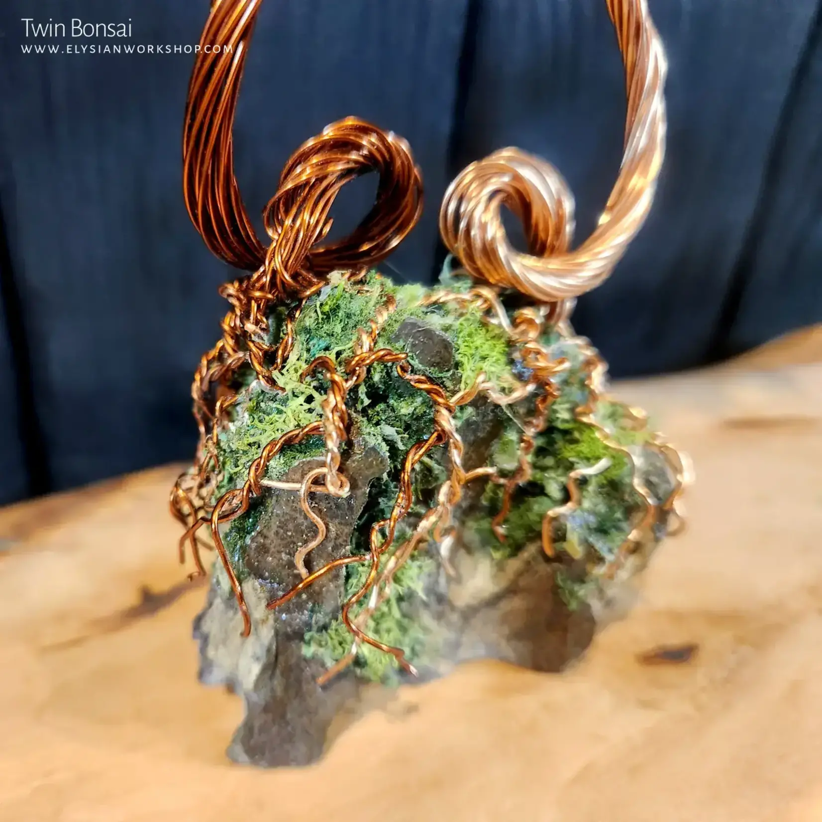 Elysian Workshop Twin Bonsai Tree Copper Wire Tree On Ohko Dragon Stone