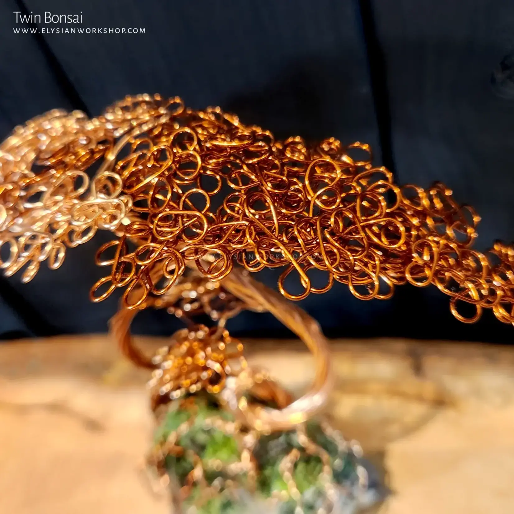 Elysian Workshop Twin Bonsai Tree Copper Wire Tree On Ohko Dragon Stone