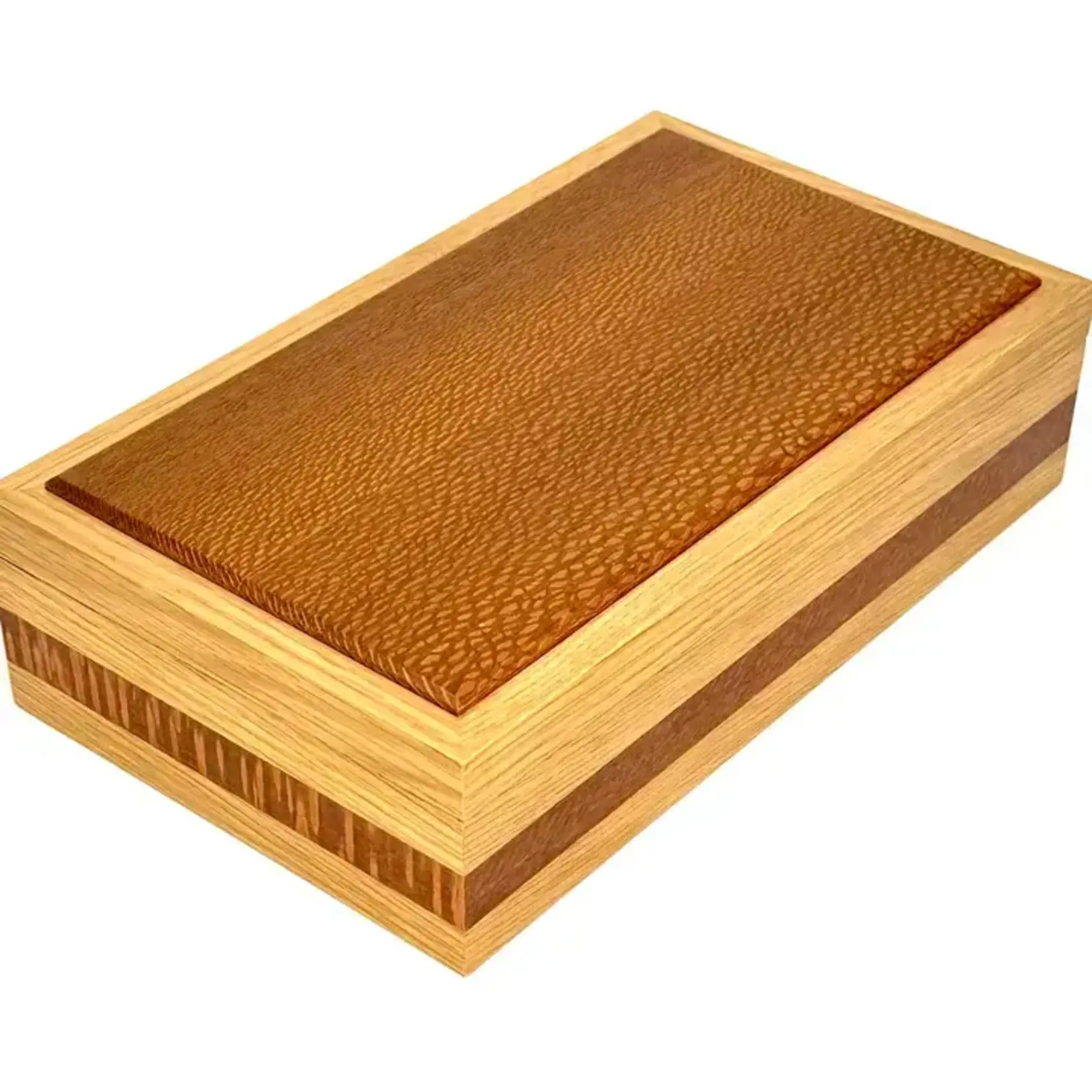 Fuji Wood Design Wooden Keepsake Box with Lace Wood Top and Oak