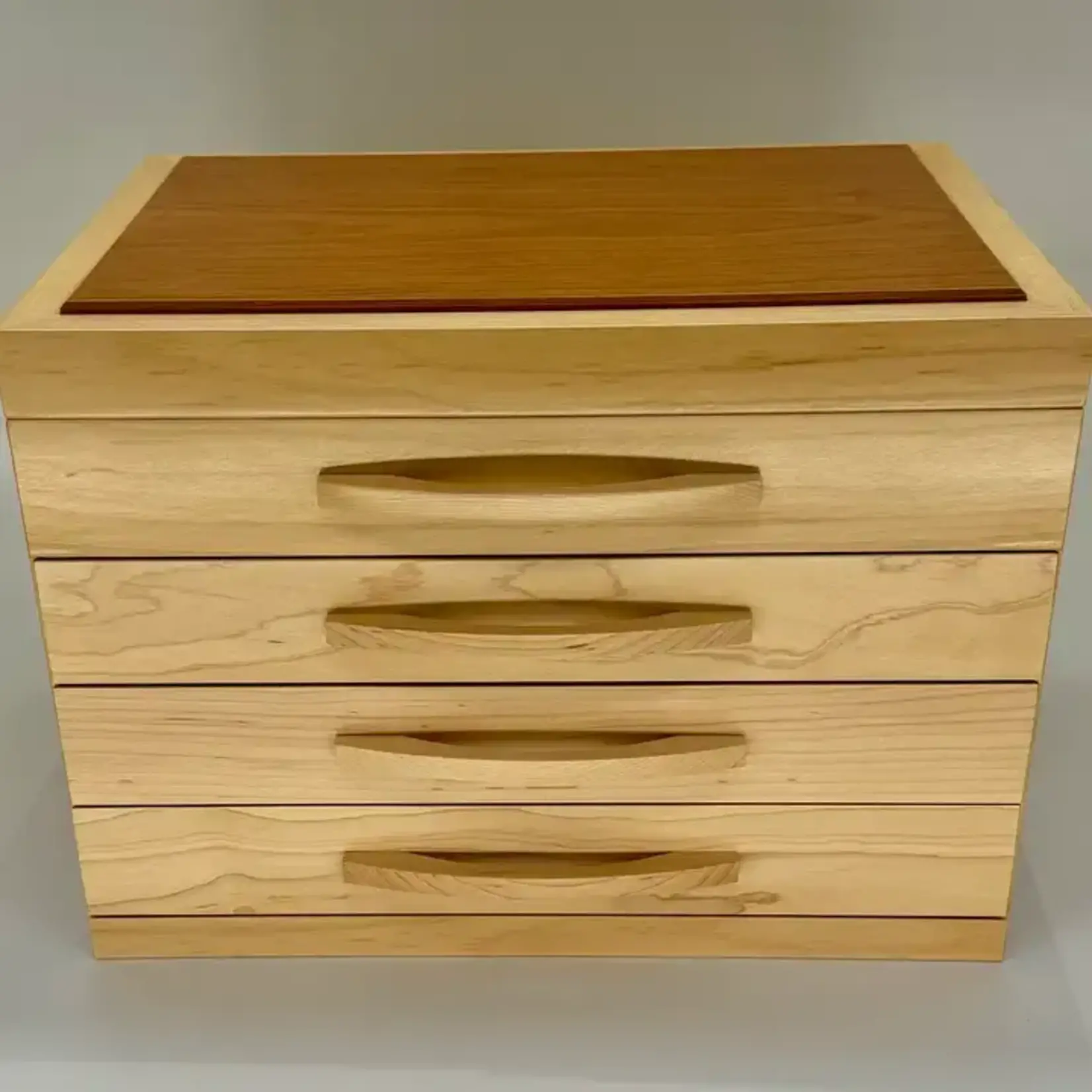 Fuji Wood Design Large Wooden Accessory Box with Cherry Wood Top