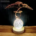Elysian Workshop USB LED Lamp - Copper Wire Entwined Bonsai Tree On Selenite