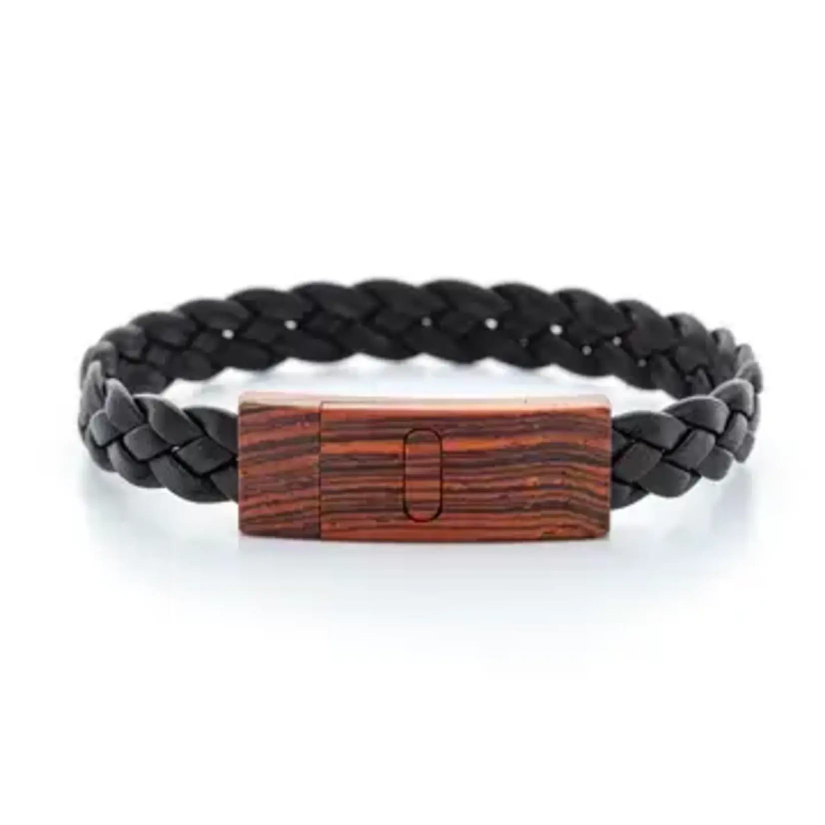 Bracelet with Wood Clasp & Leather Band