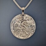 Modern Heirloom® Phoenix Rising Die-Struck 22mm Pendant, Sterling, 16" Chain