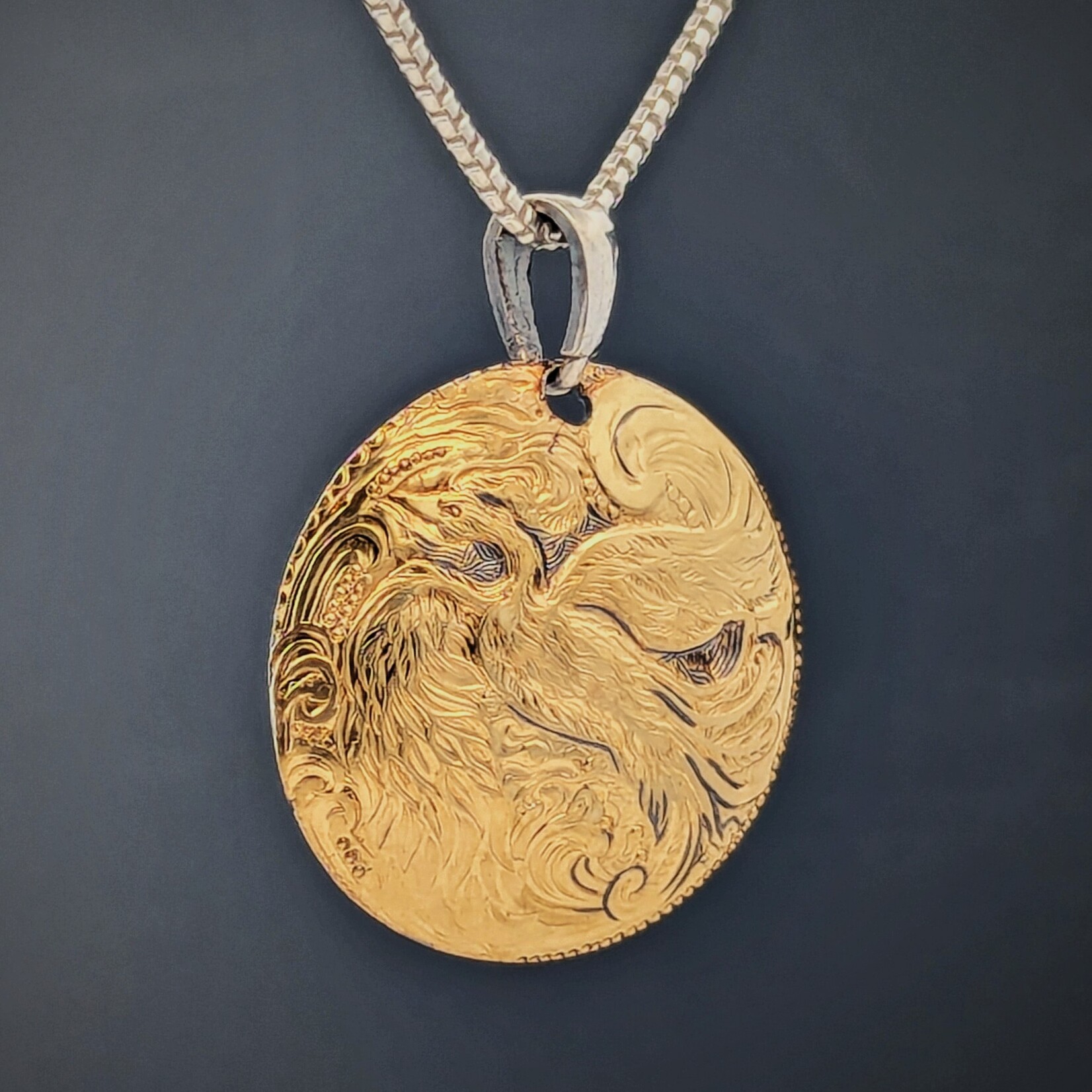 Modern Heirloom® Phoenix Rising Die-Struck 22mm Pendant, 18k Gold-Sterling bi metal