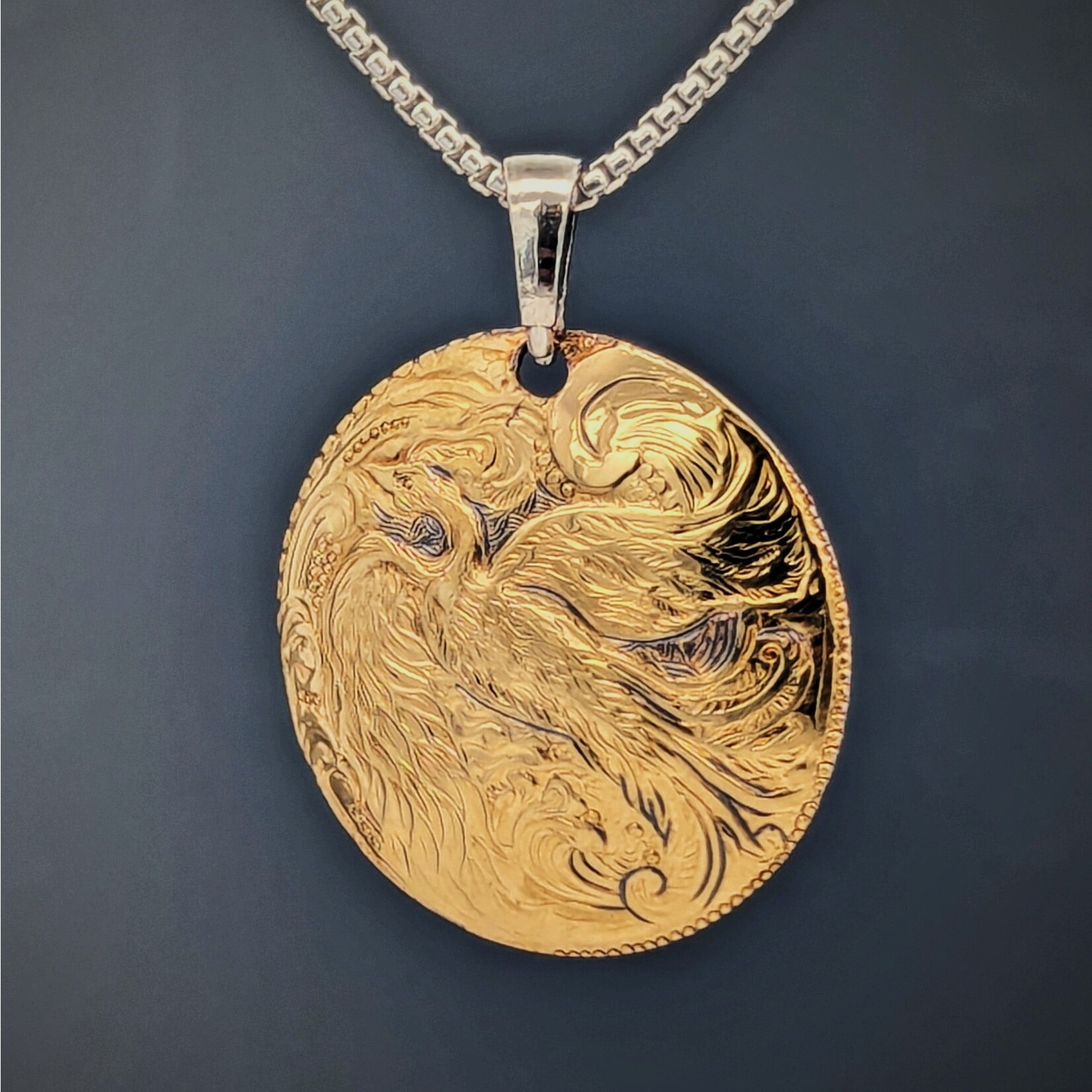 Modern Heirloom® Phoenix Rising Die-Struck 22mm Pendant, 18k Gold-Sterling bi metal