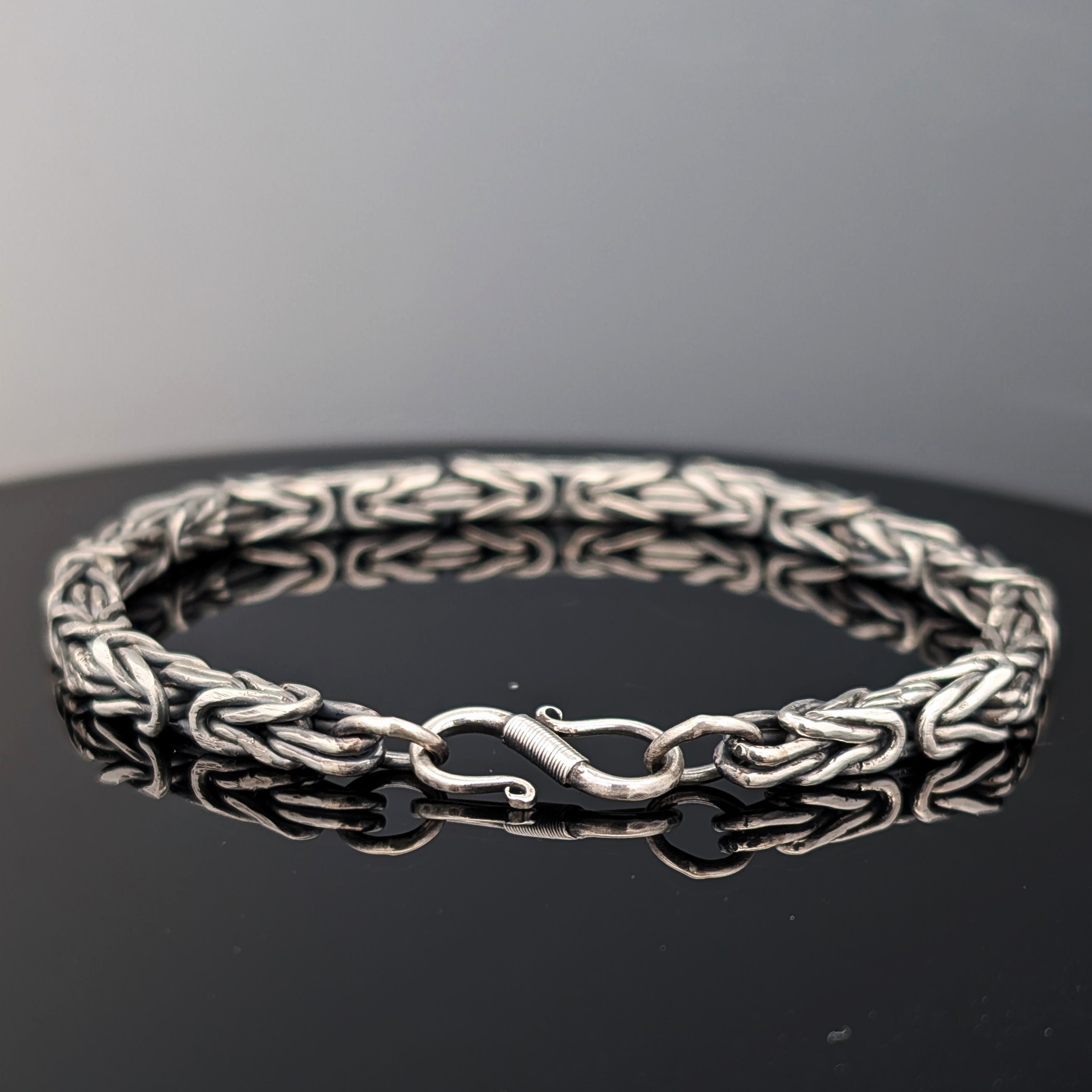 Sterling Men's Byzantine Chain Bracelet - 5mm - Silver Bonsai Gallery