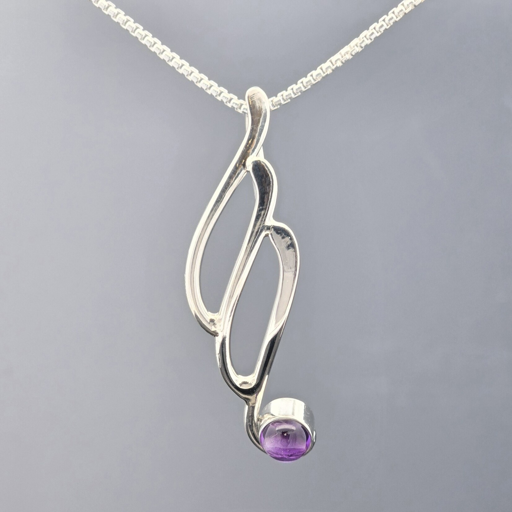 Modern Heirloom® Torchlight Amethyst Pendant, 5mm Cab, 16"-1.1mm