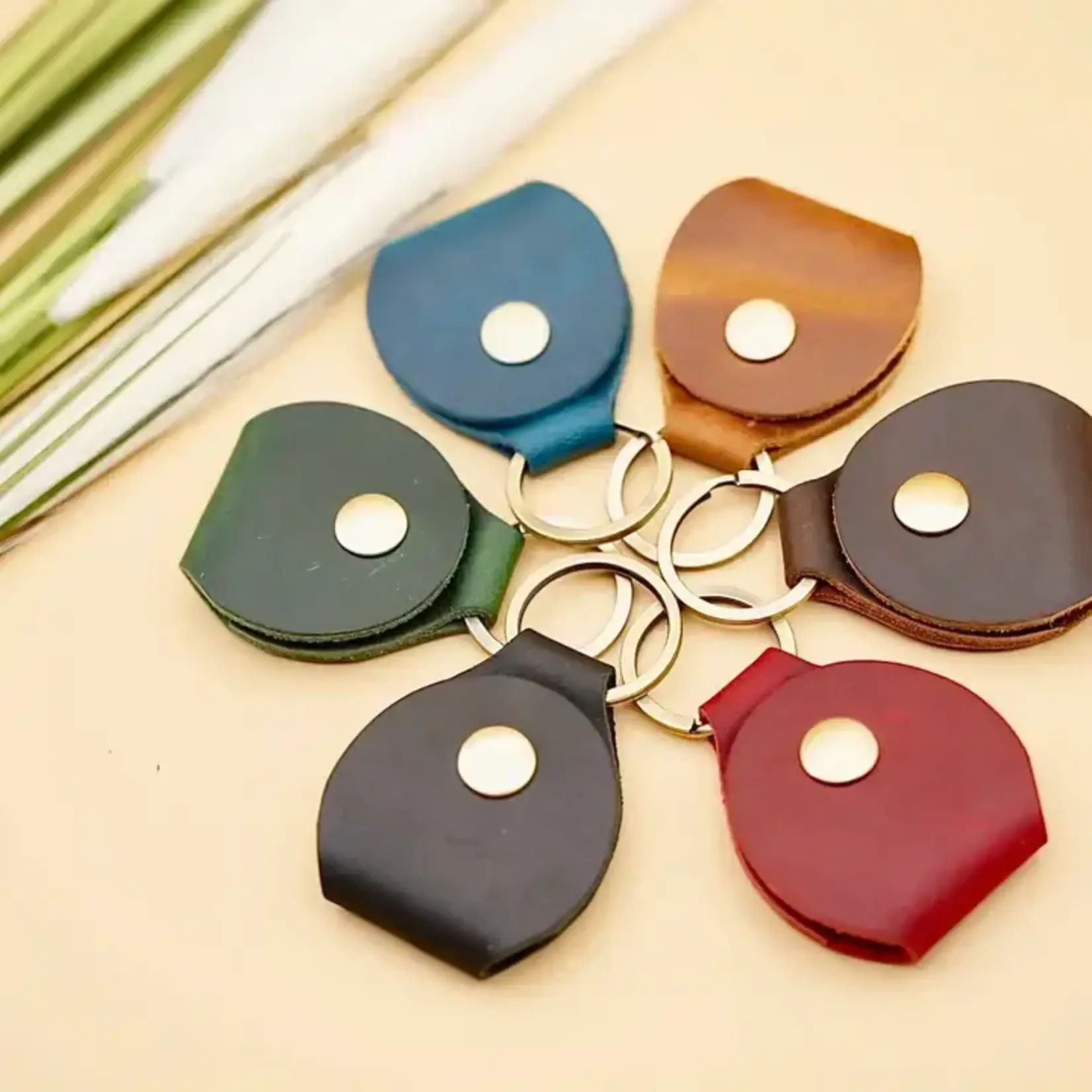 American Leather Goods Leather Guitar Pick Holder Keychain